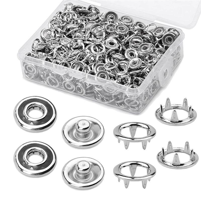 

M-Modern-150 Sets Snap Button 9.5Mm Open Snap Button Snap Fasteners Kit Metal For Sewing And Crafting, серебряный