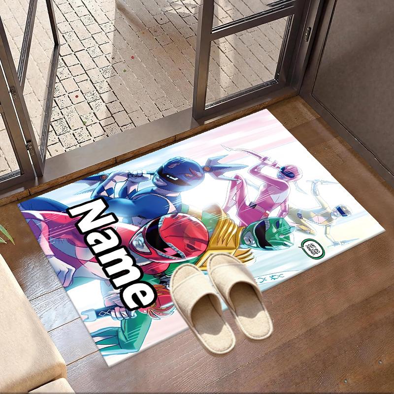 Custom Name Personalized Mighty Morphin Power Rangers Print Carpet, Versatile Home Decor Rug, for Playroom, Apartment, Balcony, Entryway, Hallway Gift
