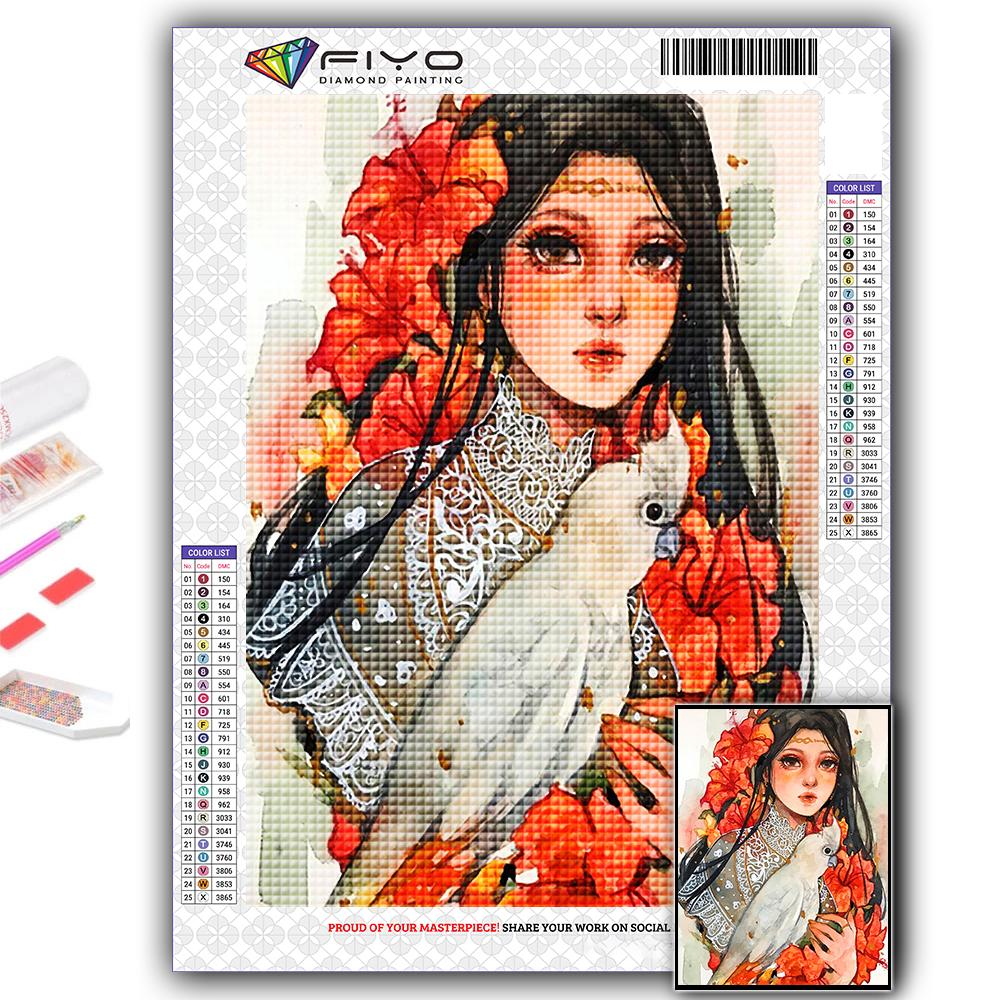 DIY 5D diamantmaleri Blomster- og jentekorsstingsett Fullt borebroderi Mosaikkkunst Bilde av Rhinestones Gift