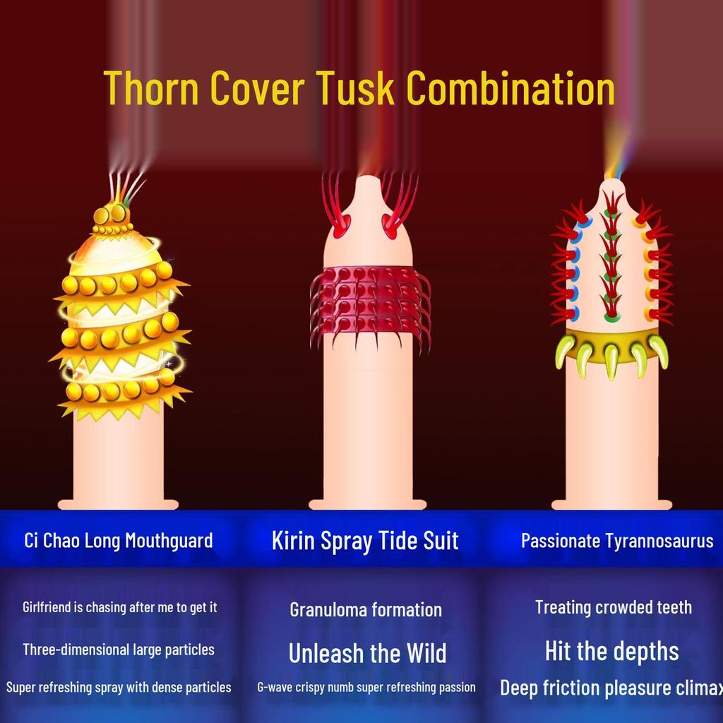 Q Point Thorn Set: Erotic Couples' Condoms with Large Particles, 2pcs/pack