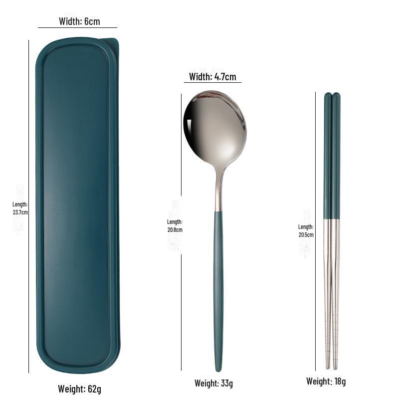 Stainless Steel Portable Tableware Set: Chopsticks, Spoon, Fork - Customizable Student/Outdoor Gift with Logo.