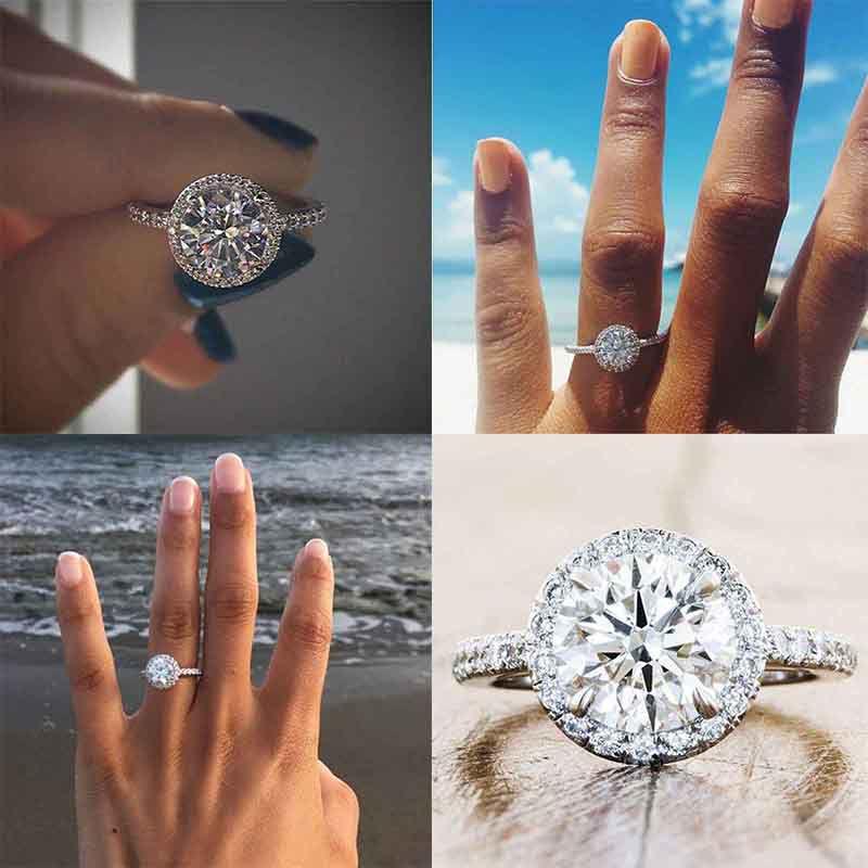 Full Rhinestone Dazzling White Luxury Ring With Silver Plated Micro-embellishments