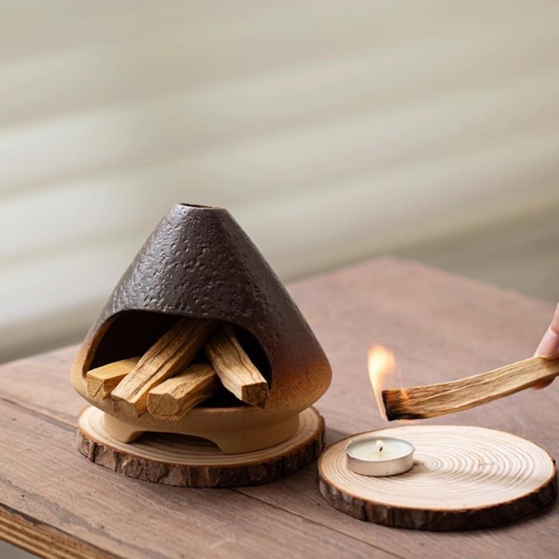 Keramik-Aromatherapie-Ofen Hitzebeständig Gegen Offenes Feuer Heiliges Holz Salbei Zeder Atmosphäre Kleiner Kamin Peruanischer Holzofen