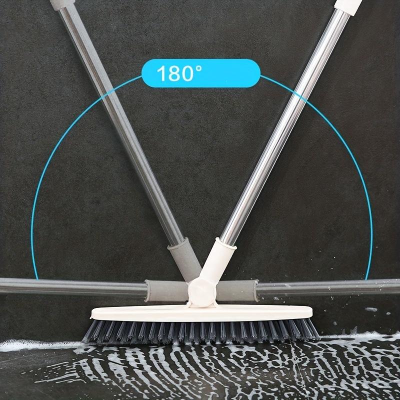 Long Handle Rotating Scrub Brush, Hard Bristle Bathroom Floor Brush for Tub and Tile Cleaning, Without Dead Ends