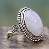 Cao Shi Women's Exaggerated Punk Style Moonstone Oval Engagement Ring