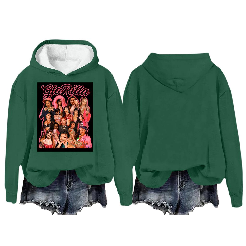 Women's Fashion Casual Long Sleeve Loose Printed Pullover Sports Long Sleeve Hooded Sweatshirt