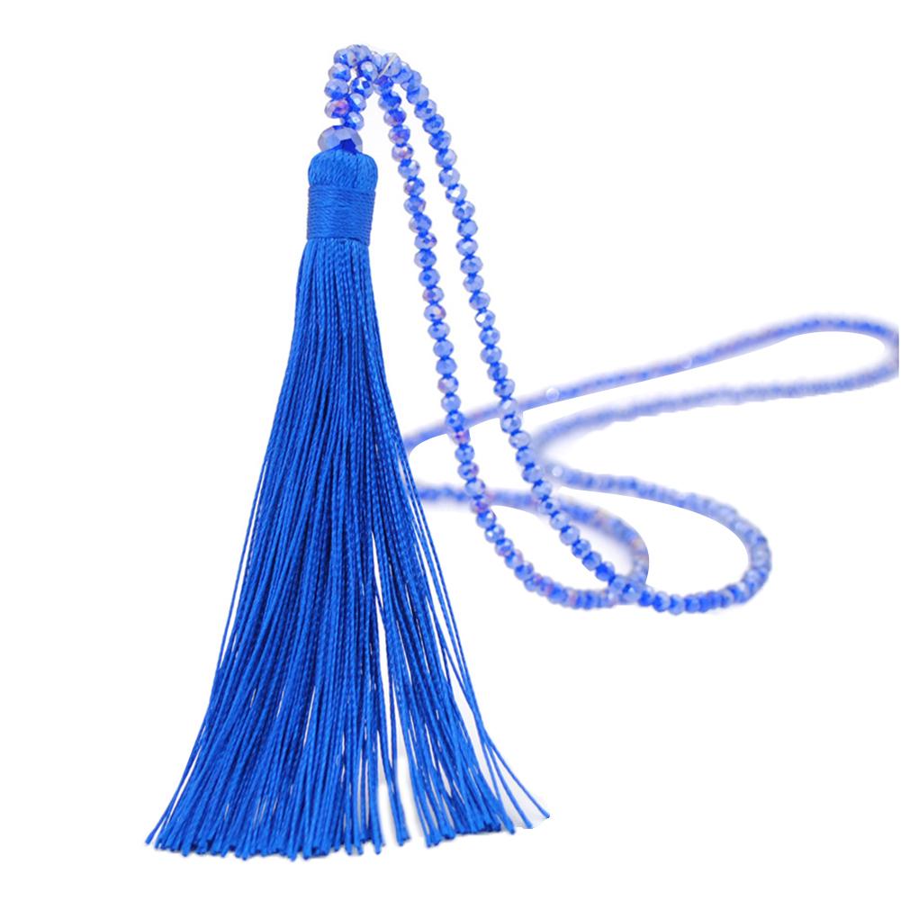 Tassel Fashion Women Faux Beaded Necklace Crystal Pendant Jewelry Gift Long