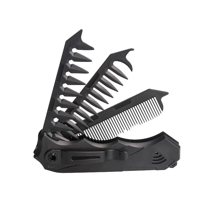 Professional 3 In 1 Pocket Folding Combs Wide Tooth Oil Head Comb Beard Combing Barber Hair Clipper Comb Salon Hair Styling Tool