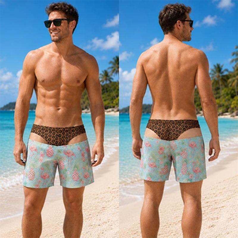 Summer Party Favorite Novelty Men Board Shorts Fake Denim 3D Print Drawstring Shorts For Beach Pool Funny Prank Outfit