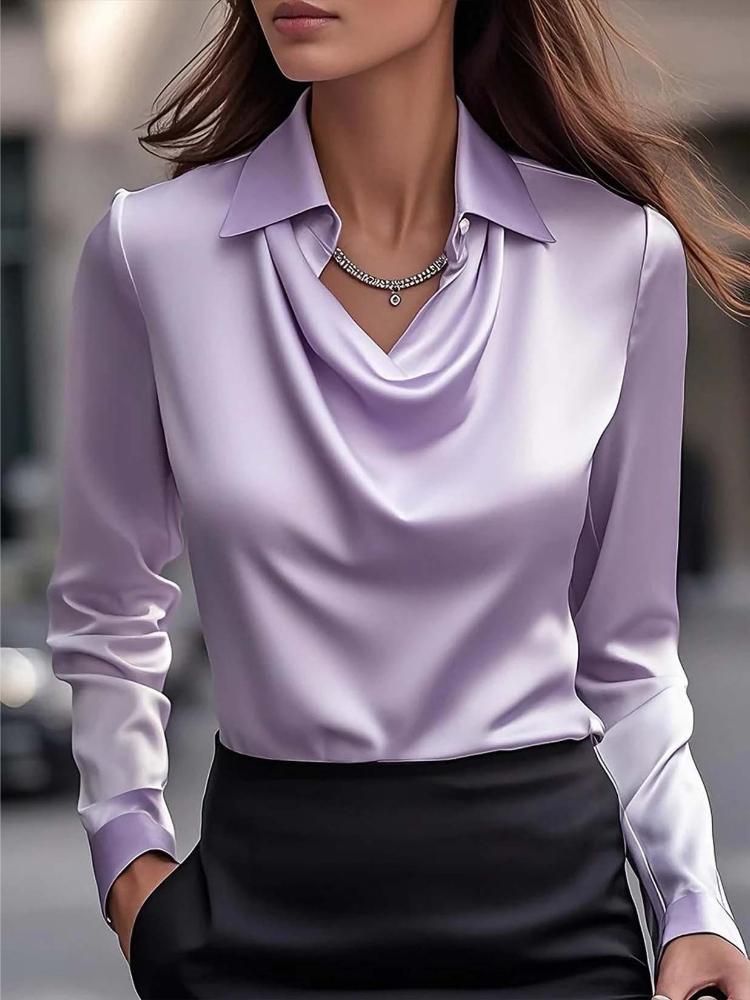 Simple Ruffled Collar Shirt, Women's Long-sleeved Top