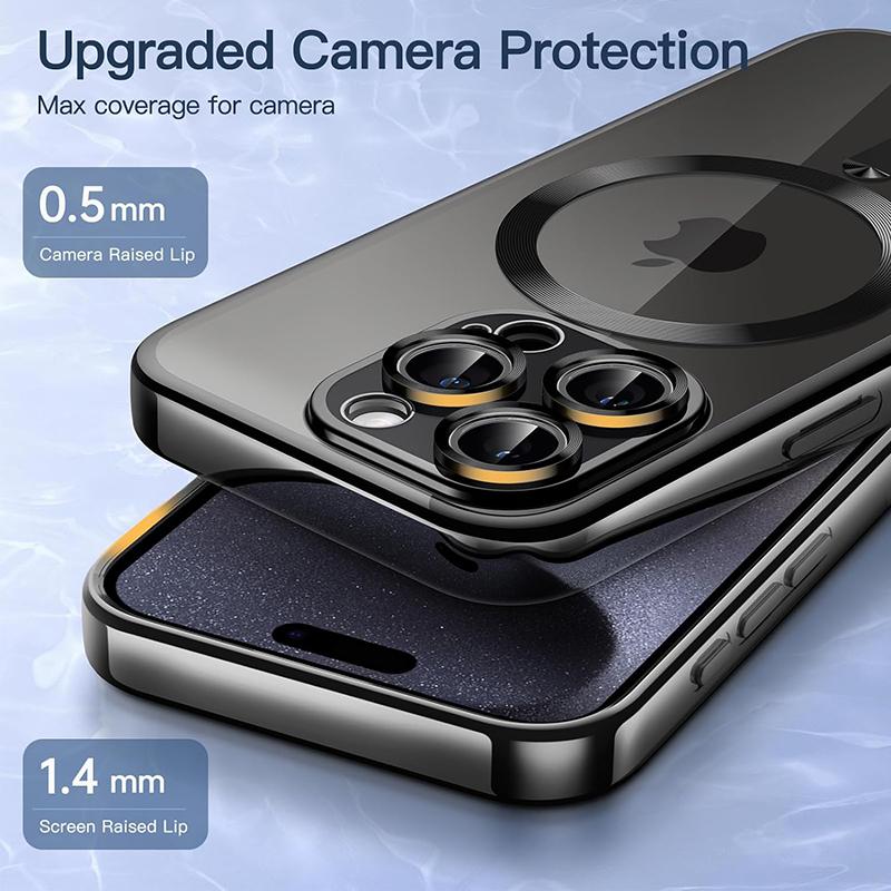 Magnetic Plating Case For iPhone 16 15 14 Plus 13 12 11 Pro Max Camera Lens Protector Glass For Magsafe Wireless Charger Cover