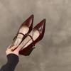 Fashion Retro Style Thick Heel Women Mary Jane Shoes Fashion Shallow Pointed Toe Ladies Comfort Office Pumps Footwear