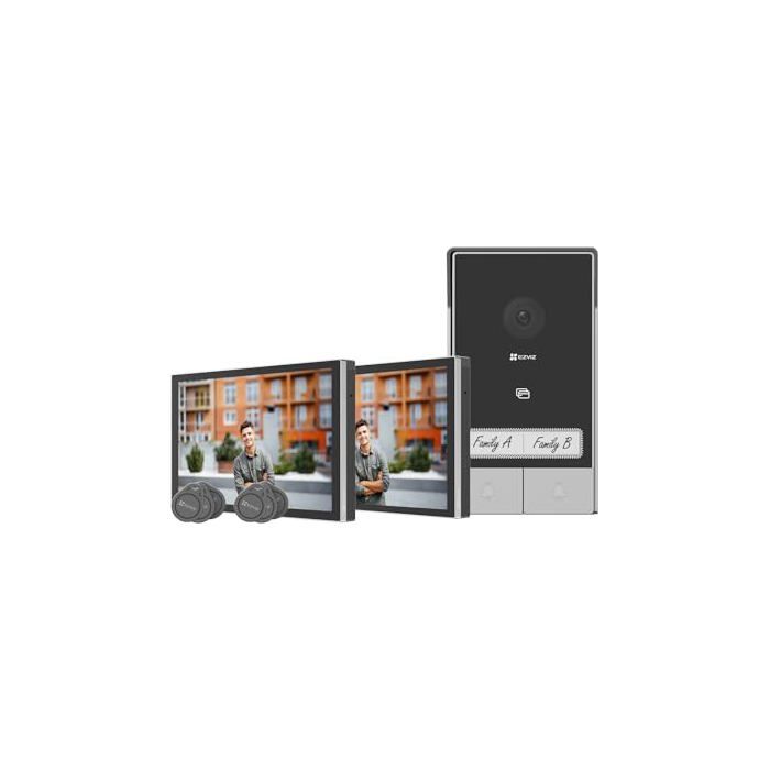 Interphone Vidéo - EZVIZ - HP7 2K 2-Family Kit - Moniteur Tactile 7" - Détection Humaine - Vision Nocturne
