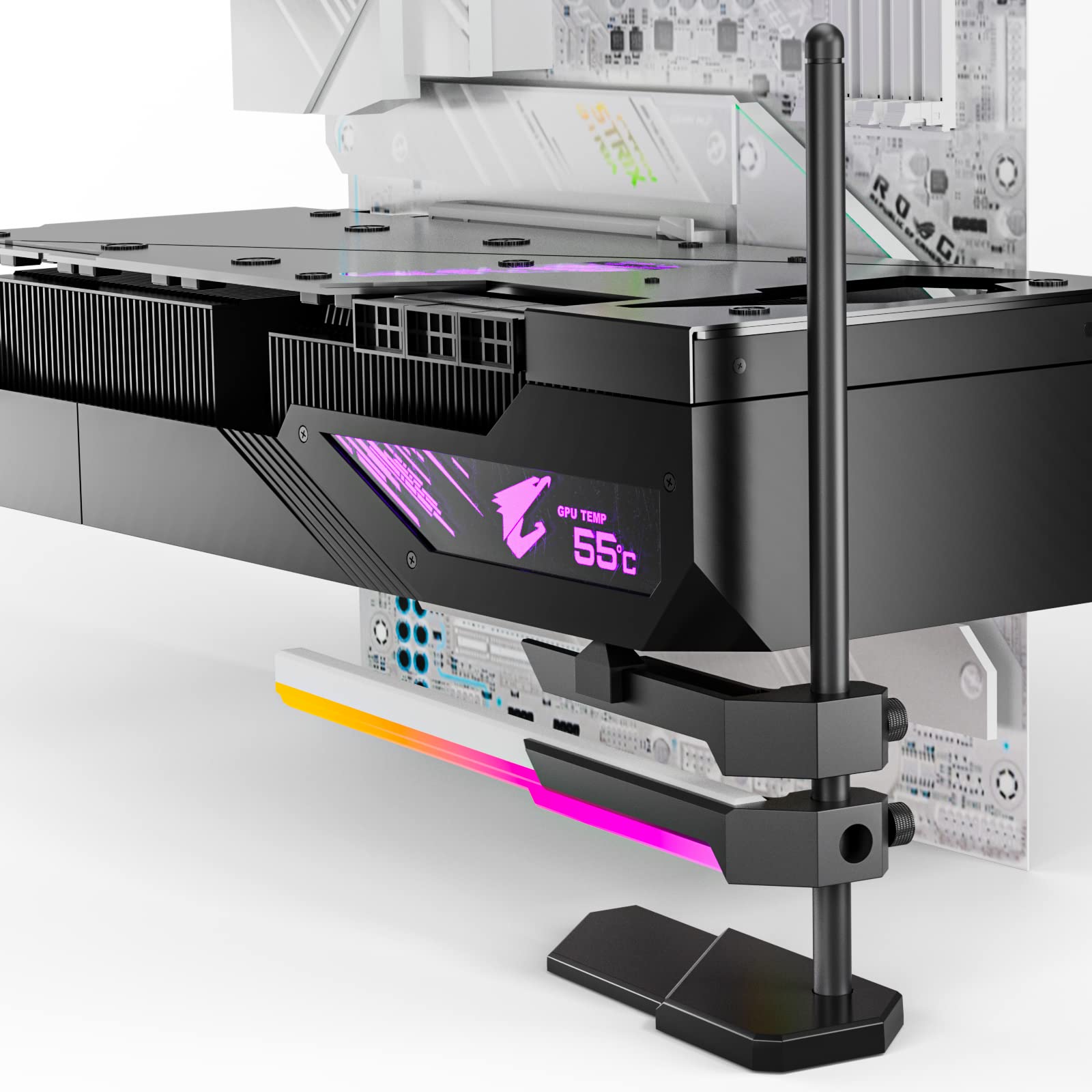 

upHere Supports Graphics Card ARGB LED AURA Sync Compatible Video Card Holder GPU Brace Support Fixed GPU Bracket GPU Stand Support Bar ARGB 5V 3PIN