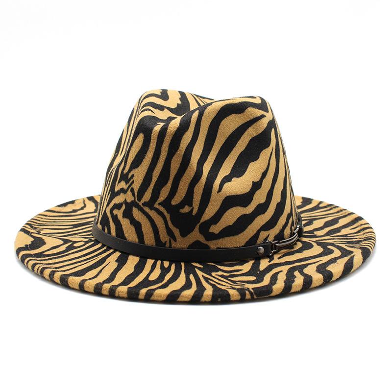 Men'S And Women'S Striped Woolen Top Hat, Jazz Hat, Felt Hat