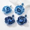 Autumn & Winter Floral Earrings: Blue Rose, Trendy Exaggerated Design for Women