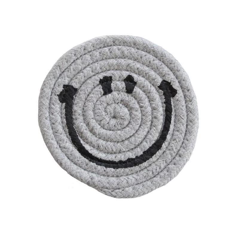 Abay Smiley Face Felt & Cotton Coasters