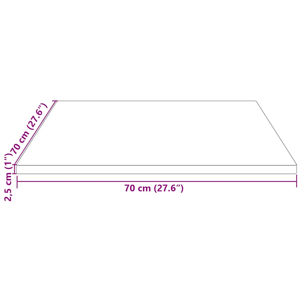 White Table Top 70 x 70 x 2.5 cm Solid Pine Wood Square