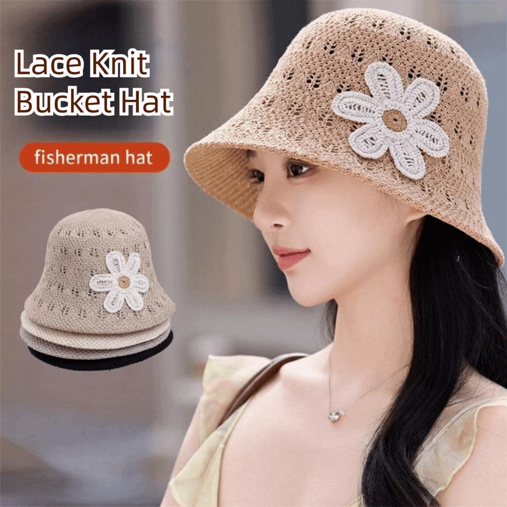 3D Flower Embroidered Fisherman Hat Foldable Straw Hat Fashion Bucket Hat  Outdoor