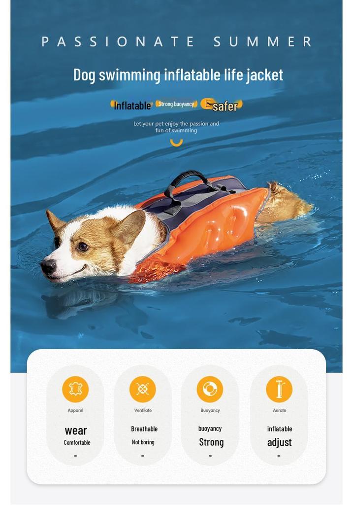 Summer Dog Swimsuit & Portable Life Jacket with Air Pump