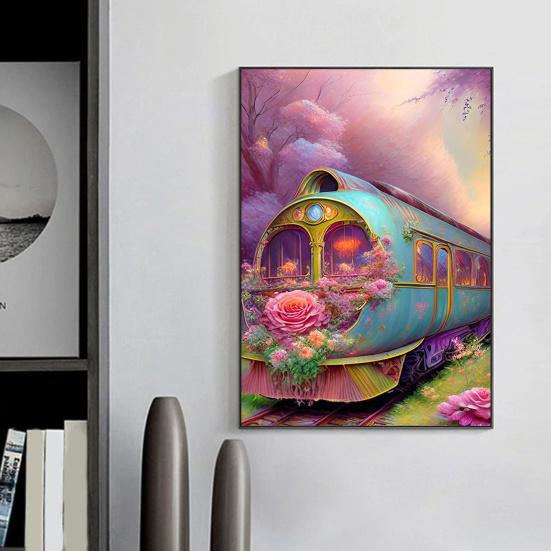 5D Deimantų meno rinkinys Traukinio raštas Kraštovaizdis Padidinkite kūrybiškumą Sumažinkite įtampą su išskirtiniais kalnų krištolais Siuvinėjimas Mozaika kryžminio dygsnio namų dekoravimas