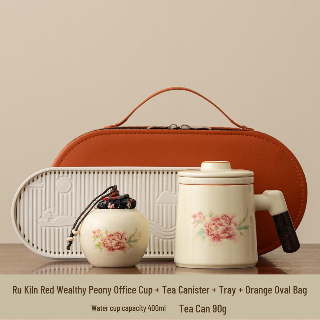 Ru Kiln Ceramic Tea Mug with Lid & Filter - Women's Personal Office Water Cup