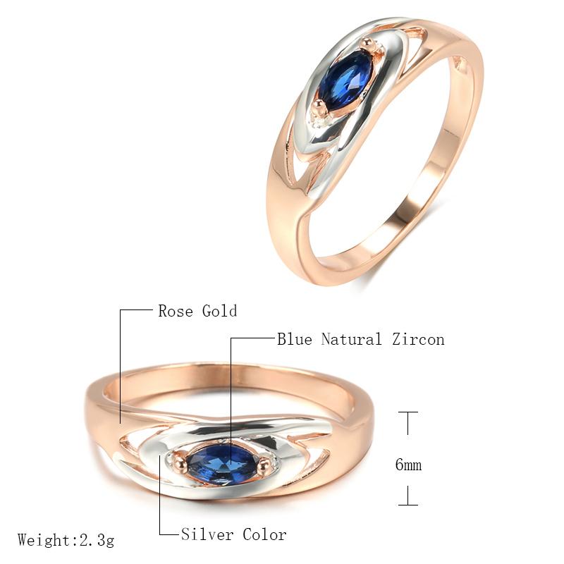 Kinel Blue Zircon Dames Ring Rose Gold Color Luksussmykker