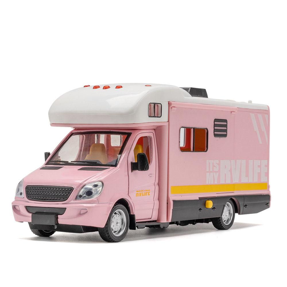 1:32 Scale Camping RV Alloy Diecast F150 Car Model Miniature Toys Sound Light Doors Opened Pull Back Festival Gifts for Kids