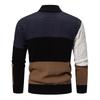 2024 Men's Color Block High Neck Sweater, Trendy Plus Size Knitwear for Autumn/Winter