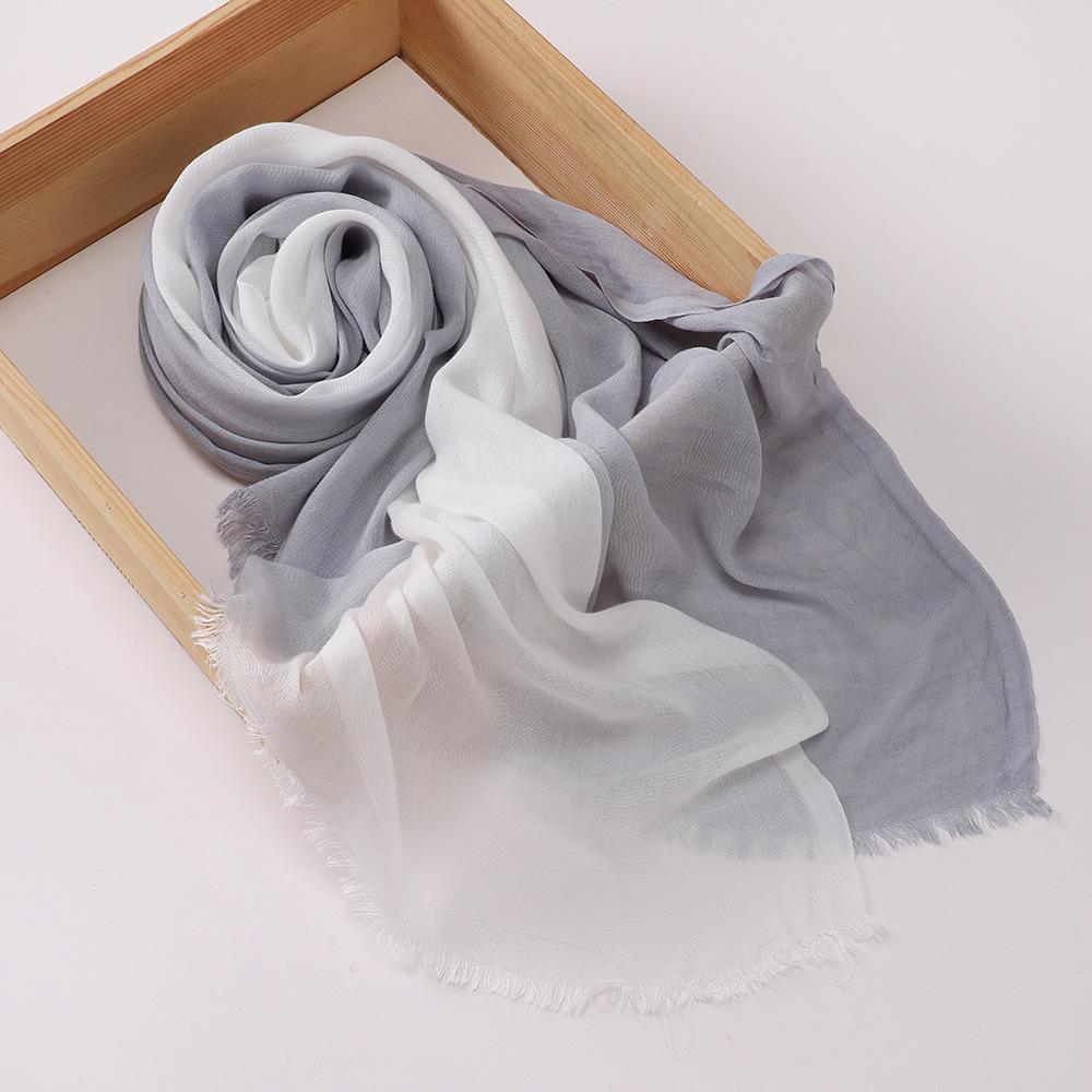 Muslim Tie-Dye Cotton Rayon Modal Hijab Long Scarf Islam Hijabs for Women's Turbans Soft Lightweight Head Wrap Scarf