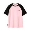 Li Ning Logo Buchstaben Print Colorblock Rundhals Kurzarm T-Shirt Unisex T-Shirts Schwarz Pink YHSU169-2