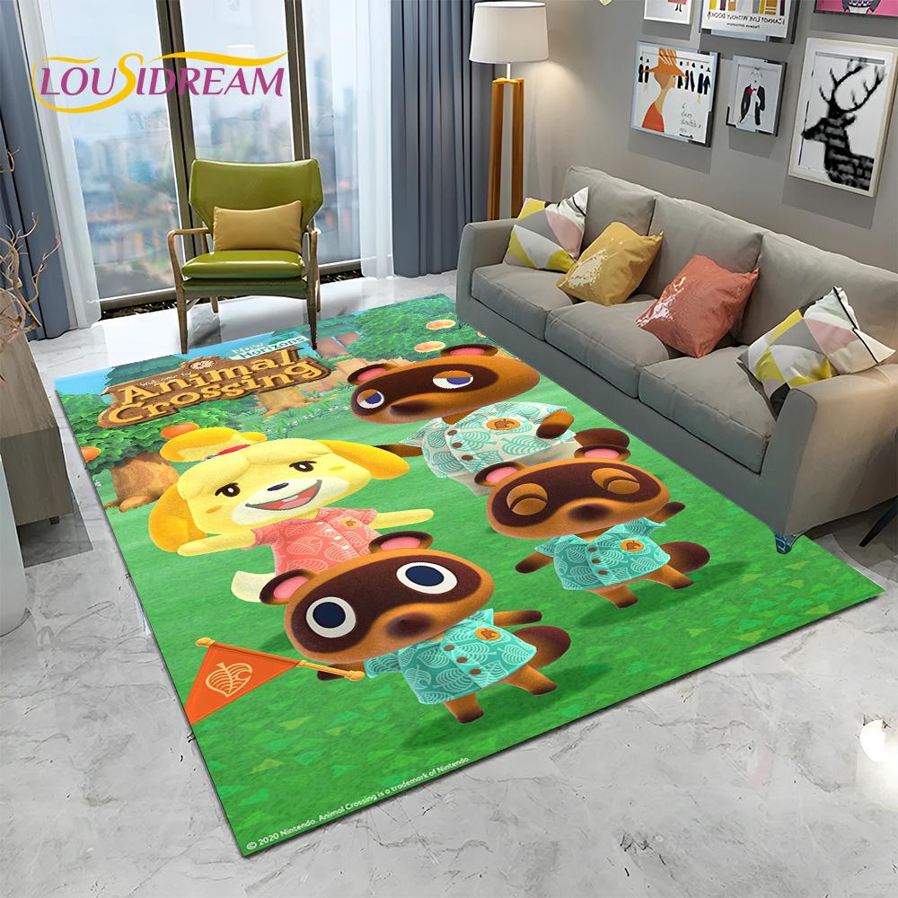 Cartoon Animal Crossing New Horizons Area Rug,Carpet Rug for Living Room Bedroom Sofa Doormat Decor,Kids Play Non-slip Floor Mat
