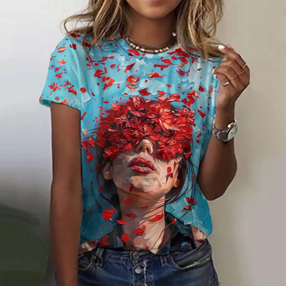 3D-Digitaldruck heiß verkaufendes neues Produkt trendig und bequem europäischer und amerikanischer Stil heiß verkaufendes bedrucktes Sommeroberteil 3181