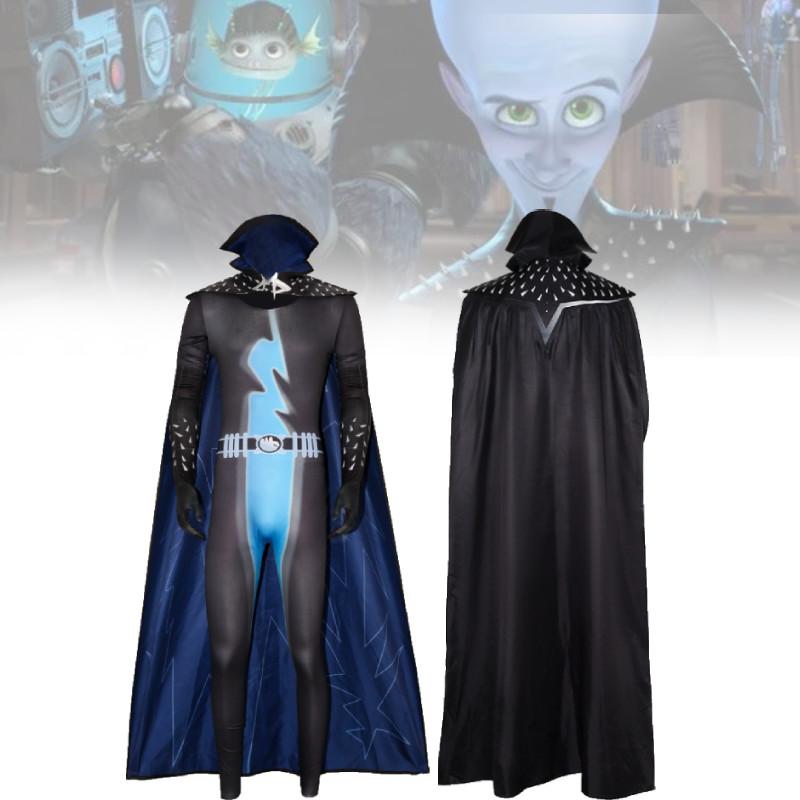 Megamind-Plüschkostüm für Superschurken-Cosplay aus kuscheligem Chenille-Stoff mit niedlichem Design. Erhältlich in verschiedenen Größen von S bis XXL.