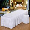 Linen Table Bed Skirt with Breath Hole Pillowcase Stool Cover Set