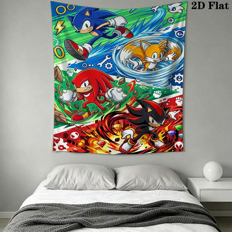 Hedgehog Sonic Valley Wall Hanging Printed Fabric Blanket Decorative Tapestries for Bedroom Living Room Home Decor