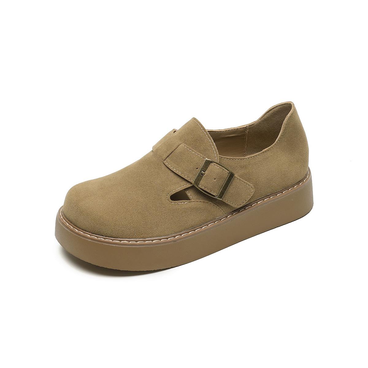 

Маленькие ретро туфли на толстой подошве, новые весенние, на одной педали 42 хаки