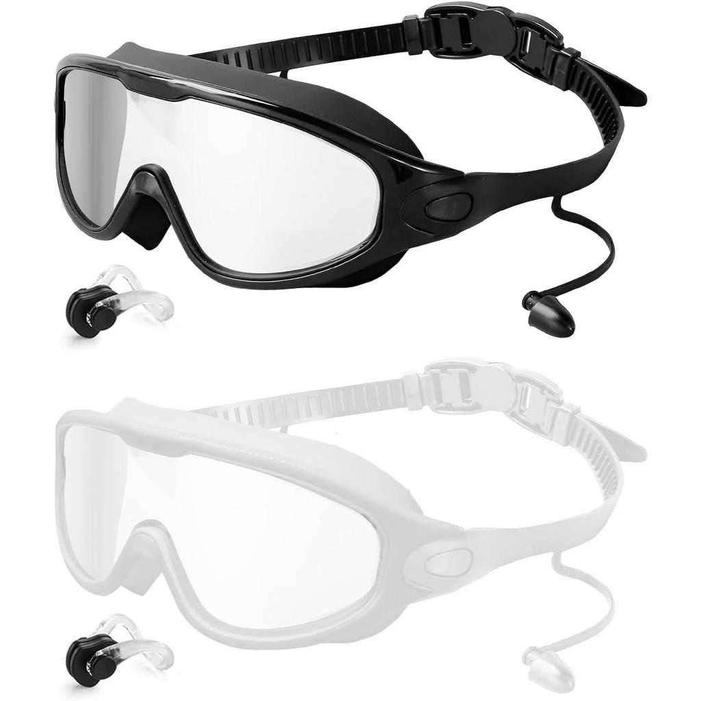 Swim Goggles 2 Pack, Wide View Anti Fog&UV Swimming Goggles for Audlt, No Leaking Swim Glasses for Men Women Youth