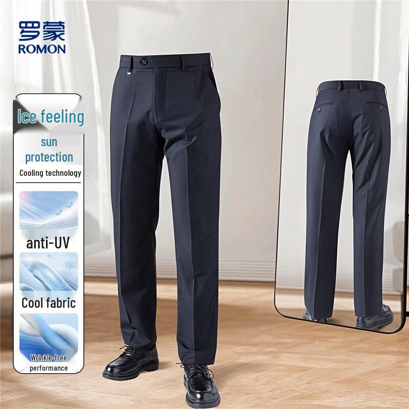 Rommon Men s Ice Silk Straight-Leg Dress Pants 29