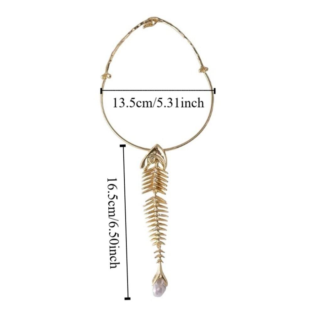 Zinc Zinc Alloy Fashion Exaggerated Necklace Rhinestone Fish Bone Neck Chain For Women