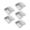 5pcs Metal Rectangular Empty Box Pins Jewelry Crafts Storage Reusable Portable Containers Box Silver