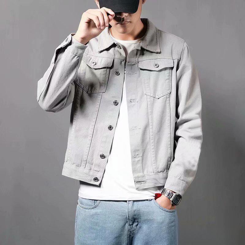 Men's Trendy Korean Style Ripped Denim Jacket for Autumn/Winter