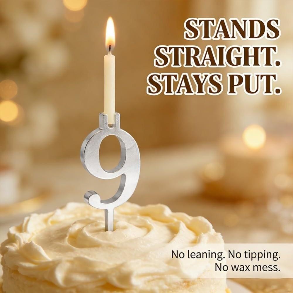 Reusable Metal Number Candle Holders Number 0-9 Cake Candlestick  Family Gathering