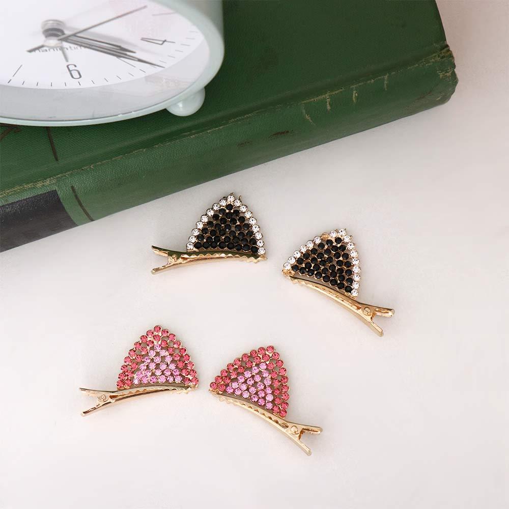 Princess Shiny Woman Girls Hair Accessories Cat Ears Hair Clips Duckbill Clip Crystal Barrettes