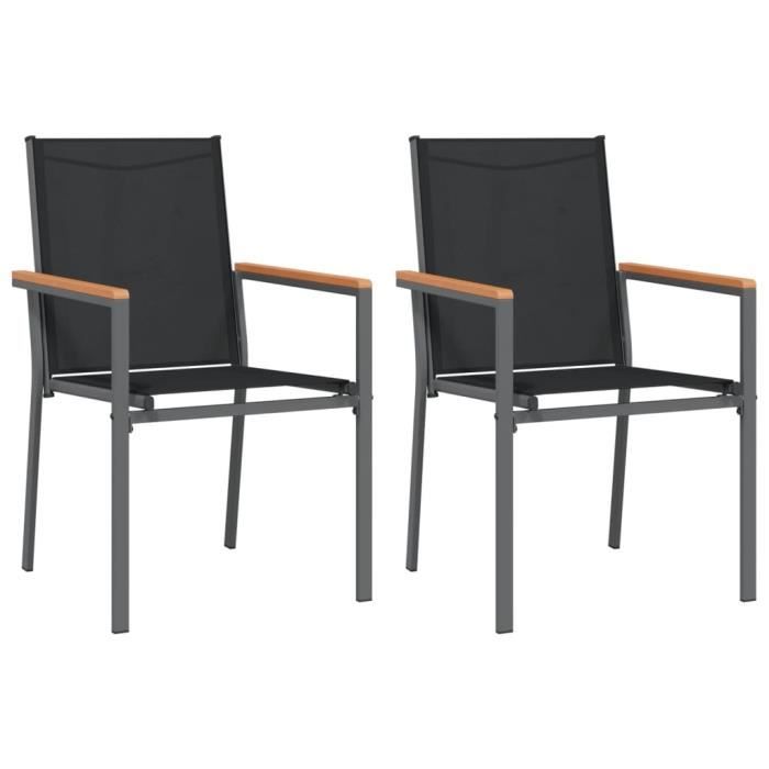 VidaXL Chaises de jardin lot de 2 noir 55x61,5x90cm textilène et acier 364099