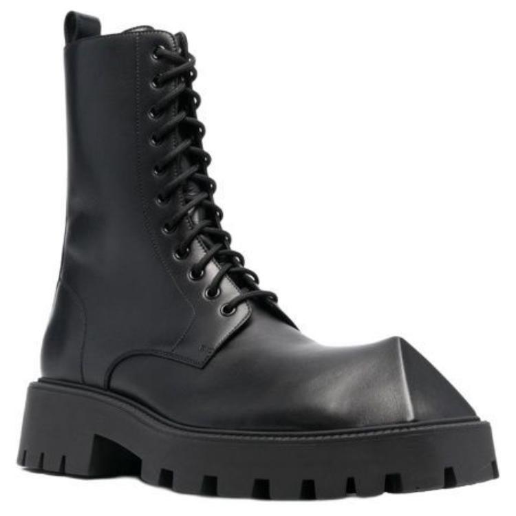 Balenciaga Rhino 25mm Lace Up Boots 'Black Smooth Calfskin' 712638WBB501000