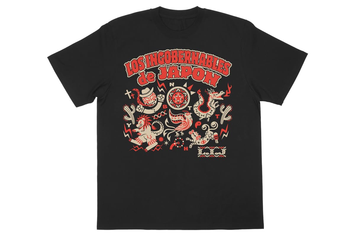

New Japan Pro-Wrestling Los Ingobernables de Japon Mural de L.I.J T-Shirt, Smoke Black, XL, 5837102243