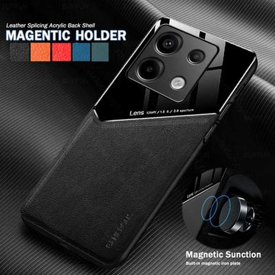 כיסוי במרקם עור עבור Xiaomi Redmi Note Pro 13 5G Note 12 Pro 12S 11 11S עם מגנט לרכב Coque Fundas Capa
