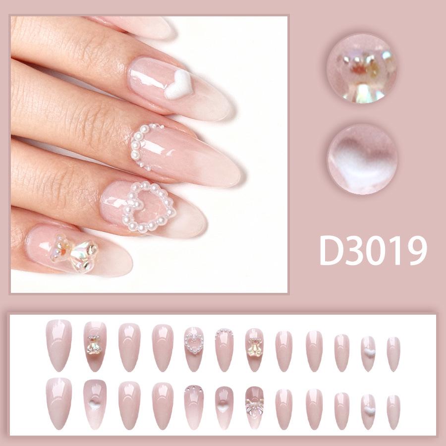 Gilded Bear Knot French Kids  Short Faux Nails Set with 3D Stickers