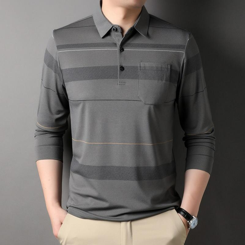 Dad Spring Tops, T-shirts, Long-sleeved Men's Bottoming Polo Shirts, Spring and Autumn Thin T-shirts